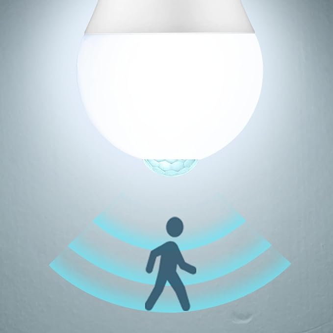 MikeWin Motion Sensor Light Bulbs Outdoor 2 Packs 13W(100W Equivalent) Security LED Bulb, Indoor E26, A19, 5000K Daylight Dusk to Dawn Bulb for Garage Front Door Porch Stairs Hallway