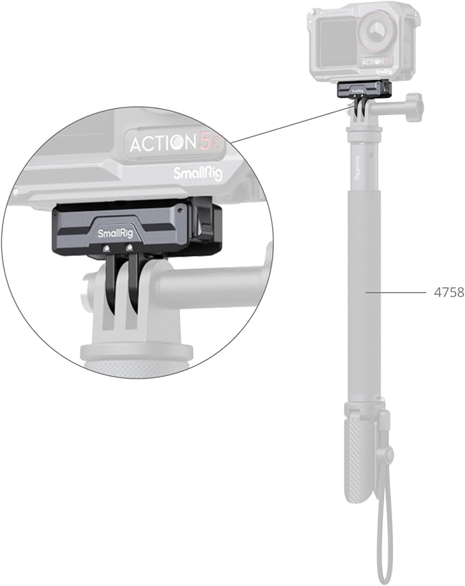 SMALLRIG Magnetic Mount Adapter for DJI OSMO 360 / Action 5/4 / 3 - Quick-Release Aluminum Base with 1/4" Thread & Foldable Connector for Tripods, Selfie Sticks, Vlogging Accessories - 3662B