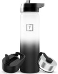 IRON °FLASK Camping & Hiking Hydration Flask with Straw, Wide Mouth Insulated Stainless Steel Sports Water Bottle - 22 oz Day & Night