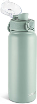 GOPPUS Insulated Water Bottle 20oz Stainless Steel BPA-Free Sports Bottle Ideal for School and Travel Silicone Spout Lid Prevents Leaks, Sweat, and Dust (light green)