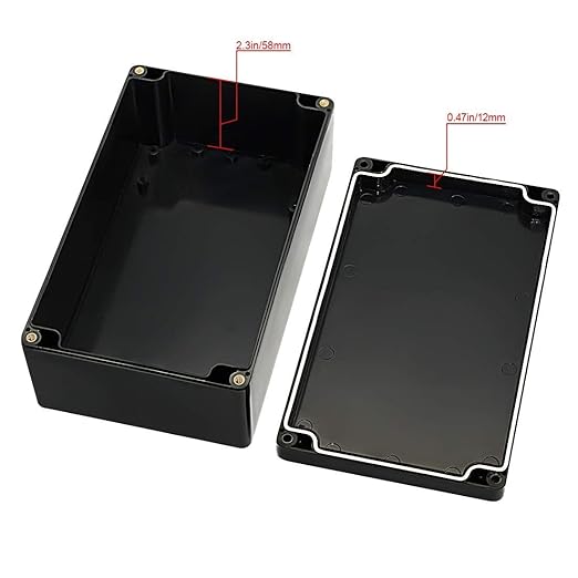 LeMotech Project Box ABS Plastic IP65 Waterproof Dustproof Electrical Junction Box Outdoor Enclosure for Electronics Black 7.87 x 4.72 x 2.95 inch (200 x 120 x 75 mm)(Pack of 2)