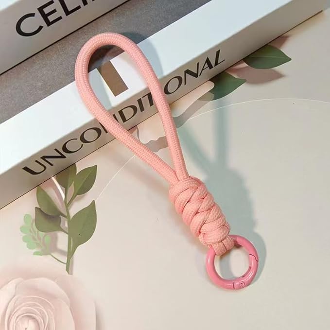 Colorful Braided Paracord Keychain, 12cm Length, Multi-Color Pack with Ring, Decorative Woven Rope Strap