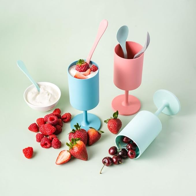 Knork Eco 4 Piece Party Cup, Outdoor Wine Stem, Coral