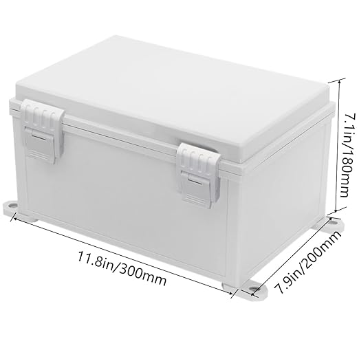 Zulkit Junction Box ABS Plastic Waterproof IP65 Electrical Boxes Hinged Shell Outdoor Universal Project Enclosure with Mounting Plate and Wall Brackets Grey 11.8 x 7.9 x 7.1 Inch