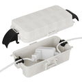 FLEMOON IP55 Outdoor Electrical Box Waterproof with Detachable Awning Covers, 8.3 x 4.1 x 3.7 inch Weatherproof Extension Cord Cover, Easy Installation for Outdoor Plug, Outlet, String Lights, White