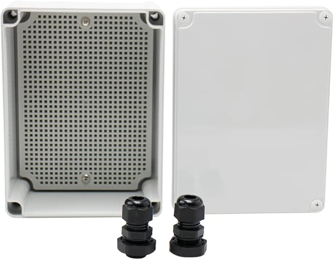 MAKERELE Watertight Outdoor Plastic Junction Box 7.87”5.90”3.94” (200150100mm) IP67 Electronics Projects Junction Waterproof Case with 2 NPT 3/8” Glands