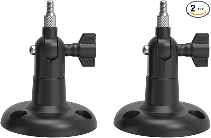 Holicfun 360° Adjustable Indoor/Outdoor Security Camera Wall Mount - Universal 1/4"-20 Thread Mounting Bracket for Ring, Blink, Eufy, Google Nest, Arlo, Wyze & More - Black, 2-Pack