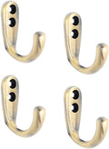 FAPBADRI Multipurpose Hooks, Used to Hang Clothes, Bags, Coats, Curtain Hold Backs, Keys, Antique Gold Colour, Material - White Metal, Screws and Wallplugs Included, Pack of 4 Pieces
