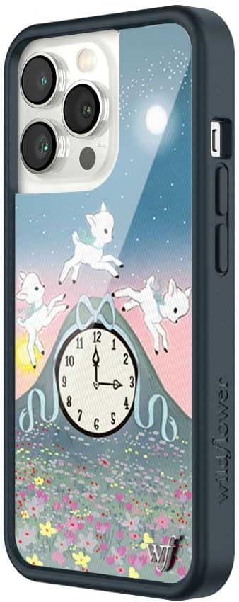 Wildflower Cases - Compatible with iPhone 13 Pro | Protective Black Bumper, 6.5ft Drop Test Certified, Women Owned Small Business | Floral Clock Ribbon Aesthetic Trendy Cute | Collab - Laufey