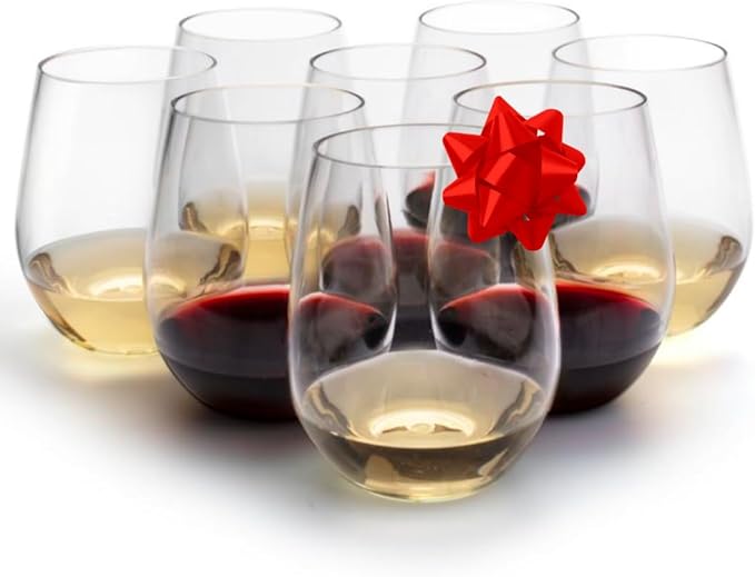 D'Eco Unbreakable Tritan Wine Glasses, 20 oz (Set of 8) – Shatterproof, Crystal-Clear, BPA-Free Plastic Tumblers – Indoor & Outdoor Cups for Entertaining & Parties - Mothers Day Gift for Mom