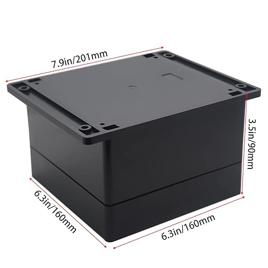 Watertight Junction Box, IP67 Waterproof Project Box Durable ABS Plastic Electronic Enclosure Case for DIY Electrical Project with Wall Fixed Ear 6.30" x 6.30" x 3.54"(160 x 160 x 90 mm)