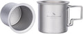 iBasingo 220ml Titanium Cup with Strainer Camping Mug with Lid Foldable Handle Single-walled Lightweight Portable for Outdoor Drinking Drinkware US-Ti3057D