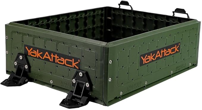 YakAttack ShortStak Upgrade Kit for BlackPak Pro - Ranger Green | 16" x 16" Kayak Crate System | Stackable Gear Storage Add-On with GridLoc Panels, Hinges, & Latches | Fishing Organization Accessory