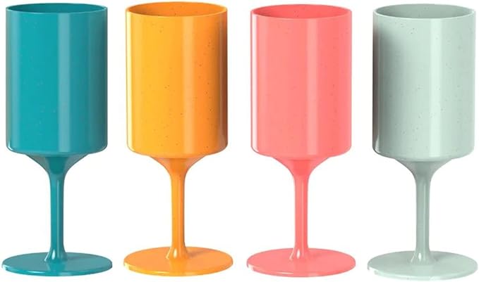 Knork Eco Party Bundle, Party Cup Outdoor Wine Glass, 4 Piece Set, Stems, Plant Based, Multi Colored