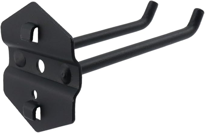 Pegboard Hooks Heavy Duty Metal Steel 3/8" Square Hole Peg Hooks Suitbale for 1.5" Spaced Pegboards Double Arm Wall Hooks for Organizing Tools in Home or Garage 4-inch Long Black-2pcs