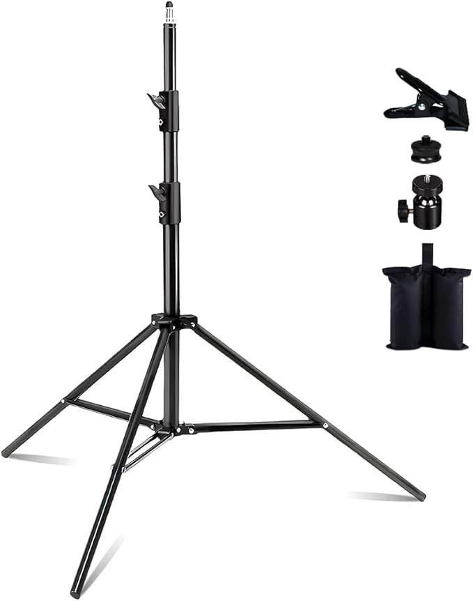 Kate Heavy Duty Light Stand for Photography, 8.5ft High Stable Photo Video Tripod Stand with Clamp, Sandbag, Carry Bag & Screw Adapters - Max 15kg Load for Studio Strobe, Softbox, LED Video Light
