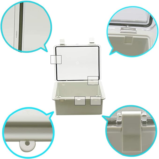 Zulkit Junction Box ABS Plastic Waterproof IP65 Electrical Boxes Hinged Shell Clear Cover Outdoor Universal Project Enclosure with Mounting Plate and Wall Brackets 15.7x11.8 x7.1 inch(400x300x180mm)