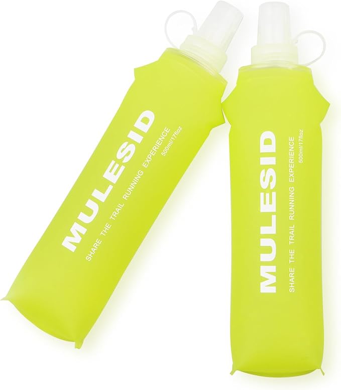 Soft Flask Running Bottles Collapsible Water Bottle Foldable for Traveling Running Vest Collapse Hydration TPU 500ml for Runner (500ml-Pack of 2)