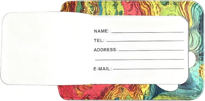 2Pcs Topographic Art Luggage Tags for Suitcases, 2.83x4.53 Abstract Map ID Labels with Privacy Cover, Colorful Layered Style Bag Tags for Backpacks, Travel Essentials for Men & Women, 2 Pack