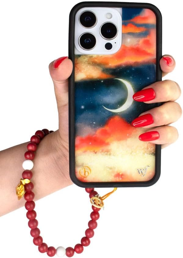Wildflower Cases - Compatible with iPhone 13 Pro | Protective Black Bumper, 6.5ft Drop Test Certified, Women Owned Small Business | Moon Aesthetic Trendy | Collab - Orebella