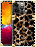 Compatible with iPhone 15 Pro Max Case, Seamless Gold Chain Leopard Luxury Golden Decoration for Girl Women Soft TPU Shockproof Protective Hard PC Back for iPhone 15 Pro Max