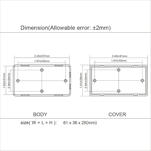 LeMotech Project Box 10 Pieces ABS Plastic Electrical Project Case Small Junction Box for Electronics White 2.40 x 1.41 x 0.98 inch (61 x 36 x 25 mm)