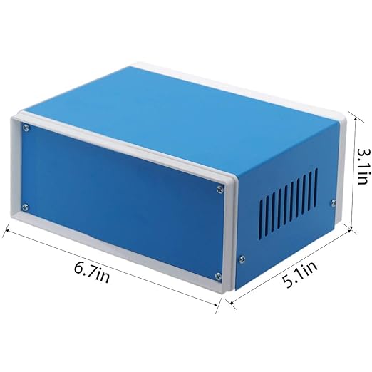 Zulkit Electronic Enclosures Blue Metal Enclosure Project Case DIY Box Junction Case Enclosure Preventive Case 6.7 x 4.3 x 3.1 inch(170 x130x80mm)
