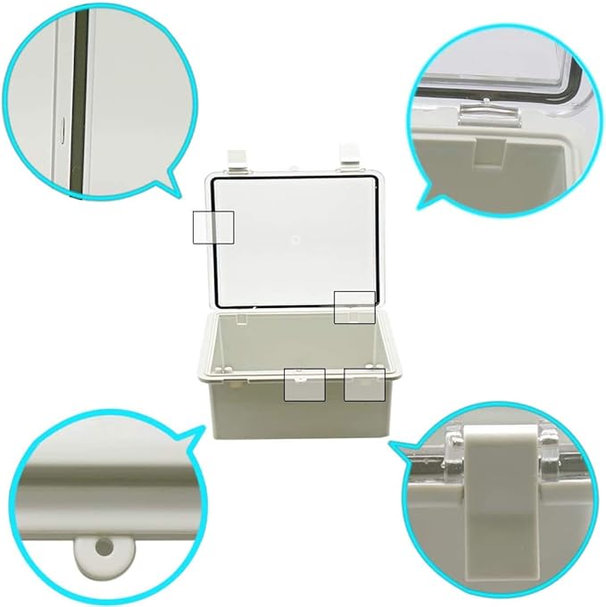 Zulkit Junction Box ABS Plastic Waterproof IP65 Electrical Boxes Hinged Shell Clear Cover Outdoor Universal Project Enclosure with Mounting Plate and Wall Brackets 15.4x11.4X 6.3inch (390x290x160 mm)