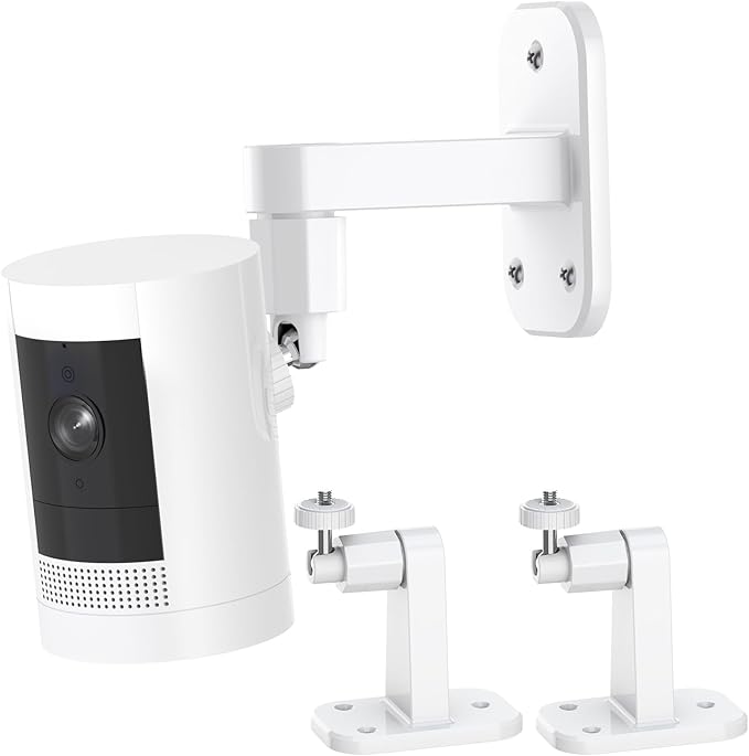 2Pack Ring Camera Wall Mount,Compatible with Ring Outdoor Cam Plus/Stick Up Cam Battery/Plug-in/Pro/Indoor Cam(1st Gen),360 Degree Adjustable No Drilling Mount for R/ing Outdoor Indoor Cameras,White