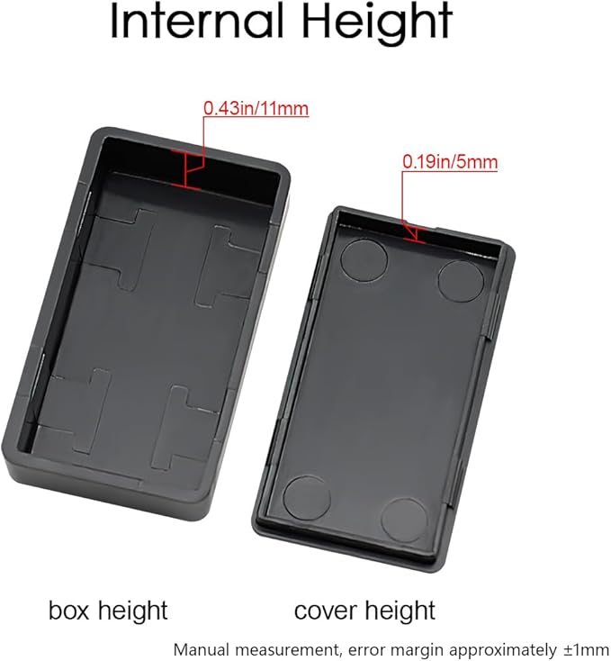 LeMotech 5Pcs ABS Plastic Electrical Project Case Power Junction Box, Project Box Black 2.0 x1.1x 0.6 inch (50 x 28 x 15 mm)