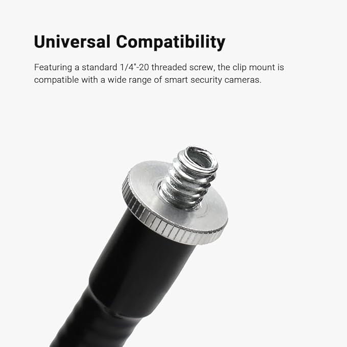 Holicfun Clip Mount for Ring, Blink, Eufy, Google Nest, Wyze, and Arlo Indoor Outdoor Cameras, 40cm Gooseneck Arm, Flexible Adjustment, Strong Clamp, Black