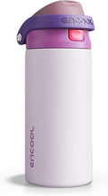 ENCOOL Leakproof Insulated Water Bottle with Straw Dual-Sip Water Bottle Bag-Safe Design for Work, Commute & Gym – Keeps Drinks Cold All Day, 18 oz, Purple Cabbage