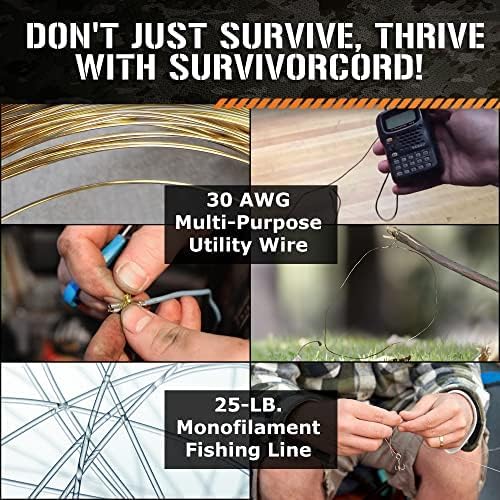 Titan Survival Patented Paracord 550-25ft, 100ft, 500ft & Color Options - 620LB Strength Survival Paracord Military Spec with 3 Strands - Heavy Duty Hank Cord for Camping & Outdoors with Firestarter