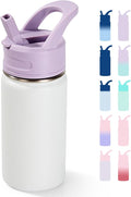 Fijinhom 12oz Kids Water Bottle for School, Toddler Bottles with Straws, Stainless Steel Vacuum Insulated Water Bottle for Boys&Girls, Leak-Proof, BPA-Free, Gentle Purple