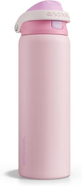 ENCOOL Leakproof Insulated Water Bottle with Straw Dual-Sip Water Bottle Bag-Safe Design for Work, Commute & Gym – Keeps Drinks Cold All Day, 32 oz, Macaron Pink