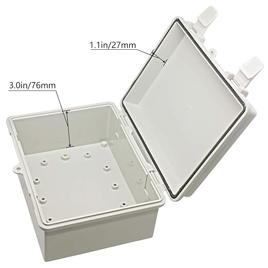 Zulkit Junction Box ABS Plastic Dustproof Waterproof IP65 Electrical Boxes Hinged Shell Outdoor Universal Project Enclosure 8.7 x 6.7 x 4.3 inch (220x170x110 mm)