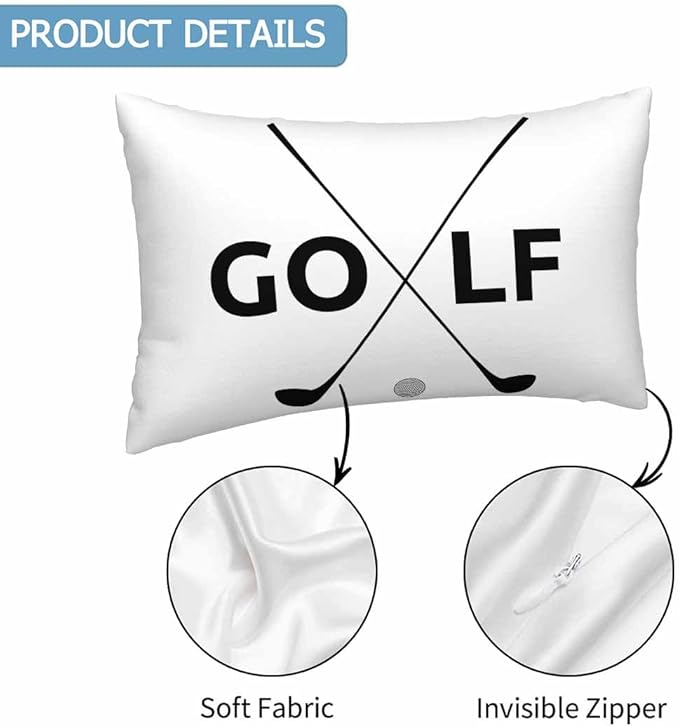 Black Golf Clubs Pillow Covers 12 X 20 Sports Themed Decor Symbol Golf Set of 2 Pillow Cases Velvet Outdoor Throw Cushion Pillowcases Decorative for Home Bed Sofa Couch Hotel