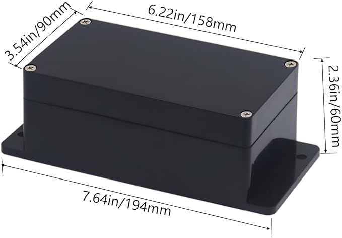 Project Box ABS Black Electrical Boxes IP65 Outdoor Waterproof Box Electronic Junction Box Fixed Ear Power Enclosure with Cable Glands for DIY Project 6.22 x 3.54 x 2.36 inch (158x90x60mm)