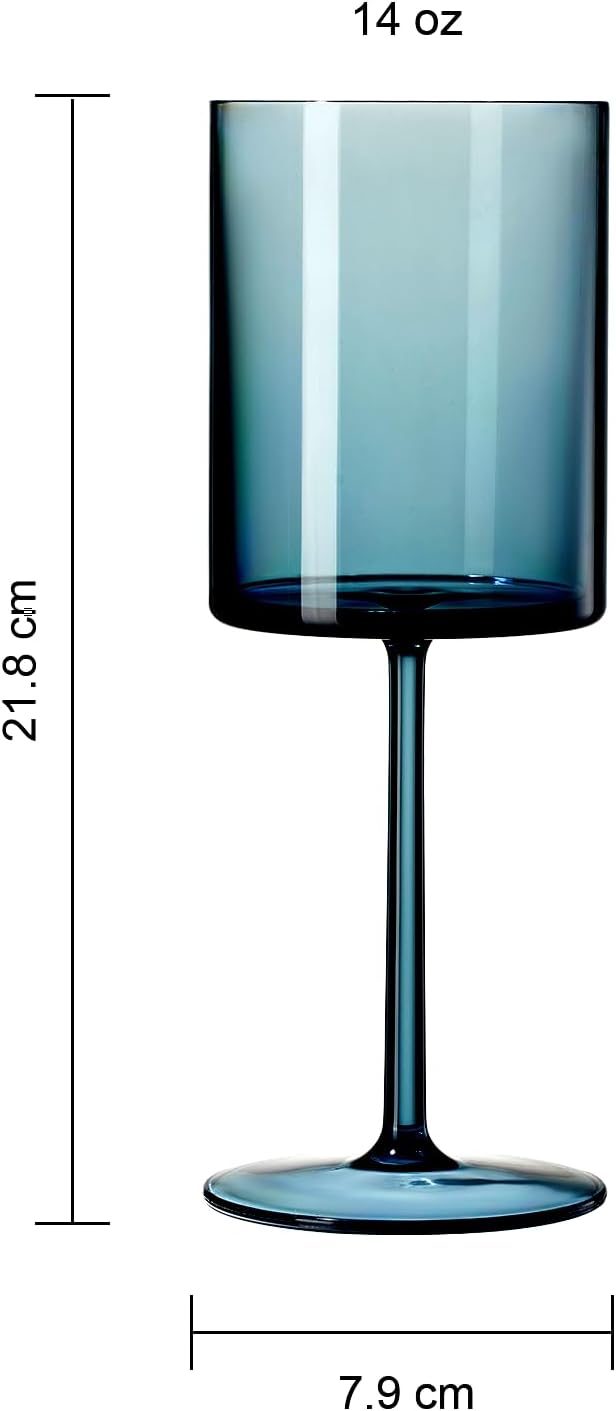Unbreakable Stemmed Square Tritan Acrylic Floating Wine Glasses European Style | Set of 6 | 100% US Drinkware, 14oz Dishwasher Safe Muted Color Shatterproof BPA-free plastic, All Purpose Glassware