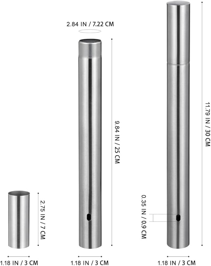 DOITOOL Stainless Steel Cylinder Box 11.8 Inch Document Storage Tube for Birth Certificates Diplomas Waterproof Metal Holder for Office and Home Organization