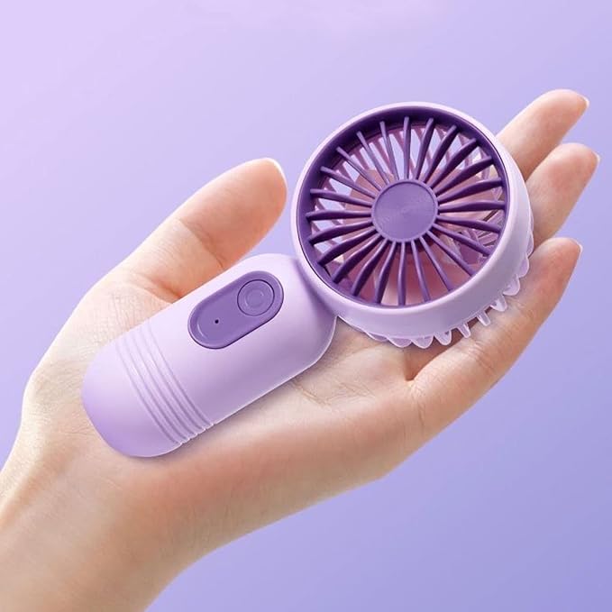 VanSmaGo Portable Mini 2-pack Handheld Personal Small Fan with 3-speed for Travel, USB Rechargeable Battery Operated Eyelash Fan, Black&Pink