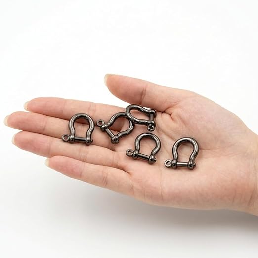Black Nickel 5/32" Bow Shackle, 5 Pack with Tool, 1433lbs D-Ring Shackle Clasp, Small Stainless Style Anchor Shackle for Paracord Bracelet, Survival Gear