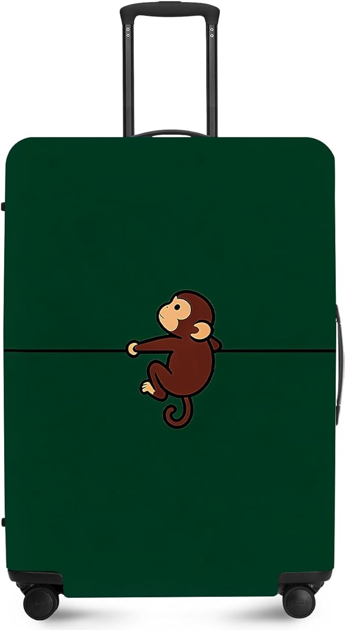 ANNA QUEEN Cute Monkey Travel Luggage Cover-Cartoon Stretchable Airplane Suitcase Protector Sleeve,Universal Washable Fit for 28-30 Inch Checked Baggage,Water Resistant Durable Luggage Protector, L