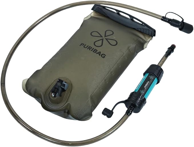 Puribag Adventure Bladder: 2 Liter Hydration Bladder with Filter - Replacement Backpack Water System Compatible with Other Daypack Hydration Systems, Water Bladder for Backpacking, Hiking & Biking