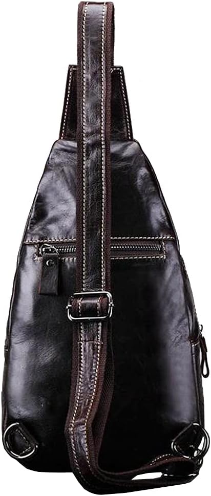 Leather Sling Bag Crossbody Backpack for Men Women Travel Outdoor Hiking Camping Shoulder Chest Pack Work Office Casual Pouch Daypack