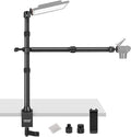 NEEWER Desk Stand with 2 Telescopic Boom Arms Phone Holder for Mic Camera Webcam Ring Light, Desktop Overhead Microphone Mount with C Clamp, Ball Heads, Screw Adapter, Cleaning Cloth, TL253A+DS001