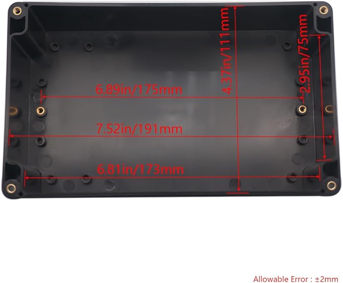 Project Box IP65 Waterproof Junction Box ABS Plastic Black Electrical Boxes DIY Electronic Project Case Power Enclosure Clear Cover 7.87"x4.72"x2.95"(2Pcs)
