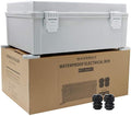 MAKERELE Outdoor electrical Box Weatherproof Includes Internal Mounting Panel 15.7"*11.8"*6.7" (400 * 300 * 170mm) Large Project Box For Electronics Hinged Cover Plastic Clip With 2 NPT 3/4” Glands