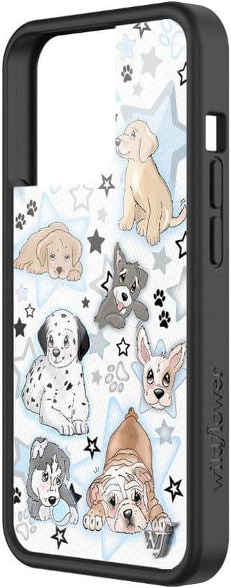 Wildflower Cases - Compatible with iPhone 13 Pro | Protective Black Bumper, 6.5ft Drop Test Certified, Women Owned Small Business | Blue, Dogs, White, Animals, Trendy, Cute | Puppy Party