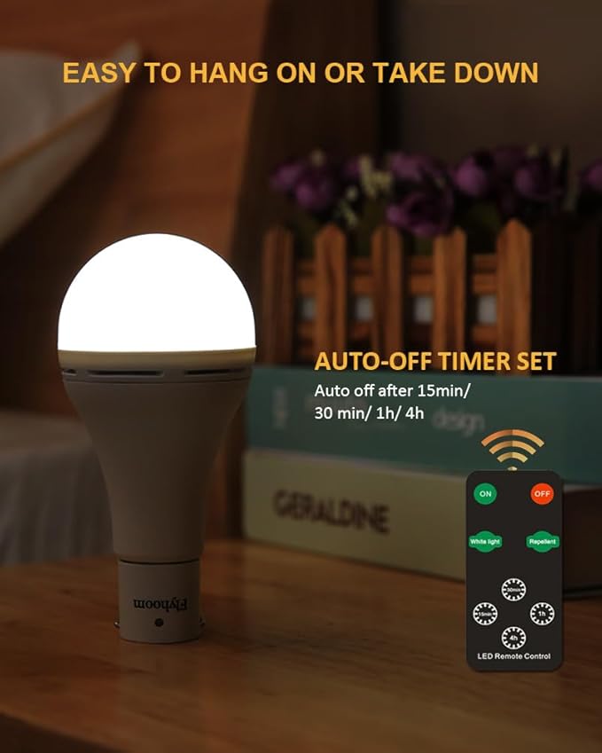 USB Rechargeable Light Bulbs with Remote Timer, 5 Light Modes, Daylight & Amber Light,1800mAh Rechargeable LED Light Bulb for Camping, Hiking, Emergency